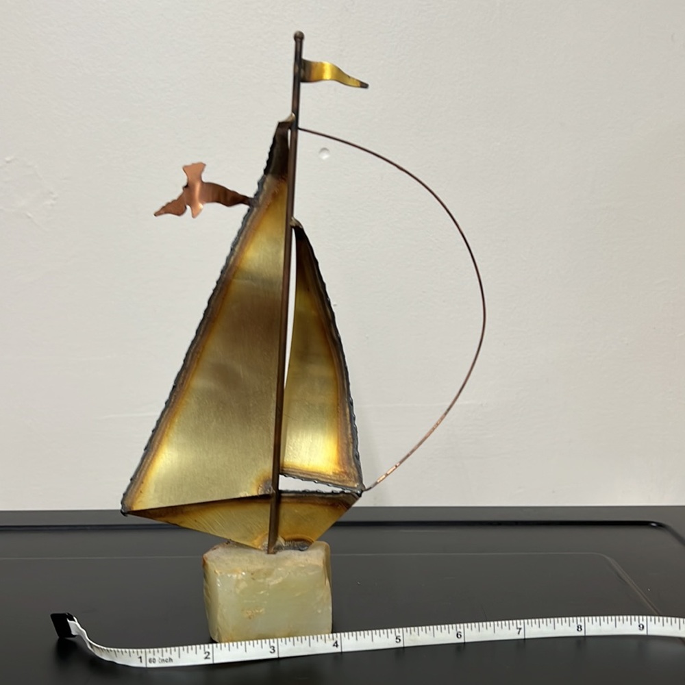 Vintage Brass And Copper Sail boat Art - Picture 5 of 11